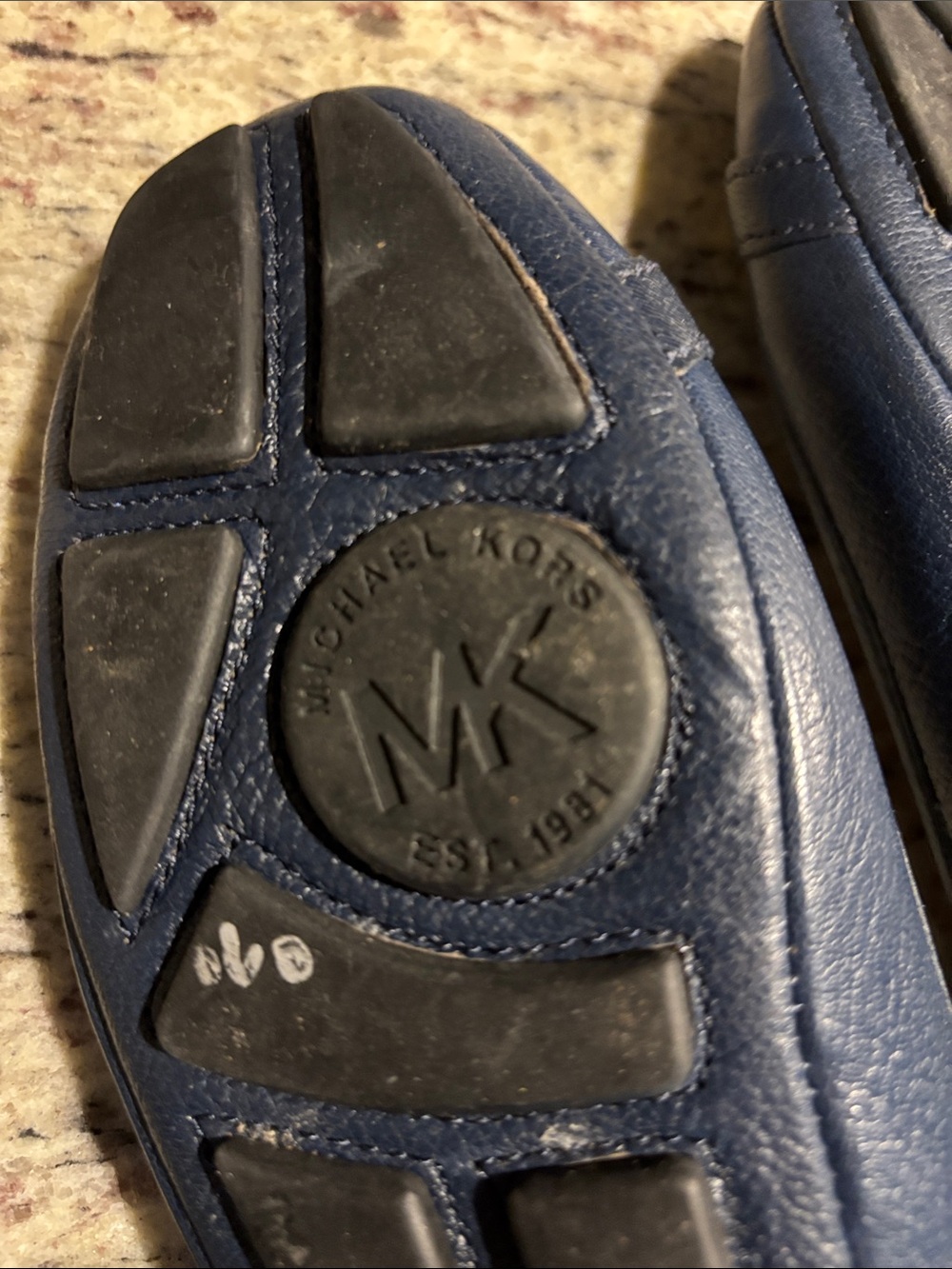 Michael Kors Navy Leather Logo Buckle Flats - Picture 8 of 15